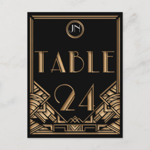 Zwart Goud Art Deco Gatsby Stijl Tafel Nummer 24 Briefkaart