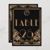 Zwart Goud Art Deco Gatsby Stijl Tafel Nummer 25 Briefkaart (Voorkant / Achterkant)