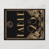 Zwart Goud Art Deco Gatsby Stijl Tafel Nummer 25 Briefkaart (Achterkant)