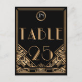 Zwart Goud Art Deco Gatsby Stijl Tafel Nummer 25 Briefkaart (Voorkant)