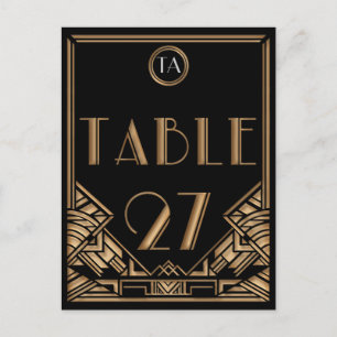 Zwart Goud Art Deco Gatsby Stijl Tafel Nummer 27 Briefkaart
