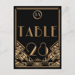 Zwart Goud Art Deco Gatsby Stijl Tafel Nummer 28 Briefkaart
