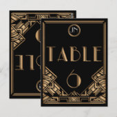Zwart Goud Art Deco Gatsby Stijl Tafel Nummer 6 Briefkaart (Voorkant / Achterkant)