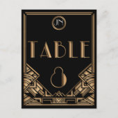 Zwart Goud Art Deco Gatsby Stijl Tafel Nummer 8 Briefkaart (Voorkant)