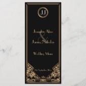 Zwart Goud Art Deco Gatsby Stijl Trouwmenu Menu (Voorkant)