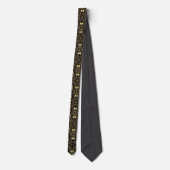 Zwart Goud Art Deco Geometrische Monogram Stropdas (Achterkant)