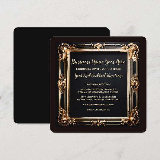 Zwart goud art deco minimalistisch lijst zwart str kaart (Voorkant / Achterkant)