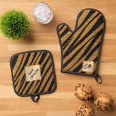 Zwart Goud Art Deco Modern Collectie Ovenwant & Pannenlap Set (Top down)