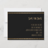 Zwart Goud Art Deco Peacock Bruiloft Save the Date (Voorkant)