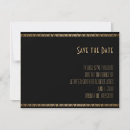 Zwart Goud Art Deco Peacock Bruiloft Save the Date