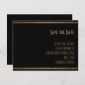 Zwart Goud Art Deco Peacock Bruiloft Save the Date (Voorkant / Achterkant)