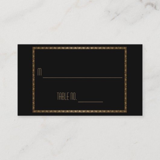 Zwart Goud Art Deco Peacock Trouwplaats Kaarten Plaatskaartje (Voorkant)