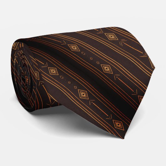 Zwart & Goud Art Deco Pijl Stropdas (Opgerold)