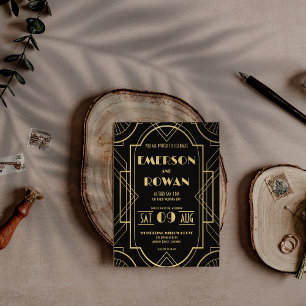 Zwart & Goud Art Deco Roaring 20s Custom Kaart