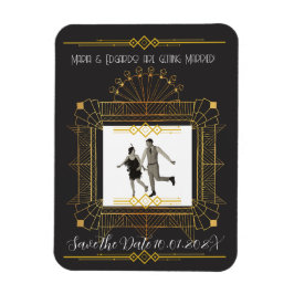  Zwart & Goud Art Deco Save The Date Magneet