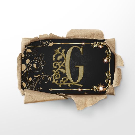 Zwart Goud Art Deco Sparkle Monogram Visitekaartje