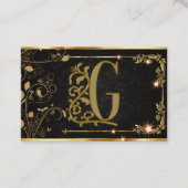 Zwart Goud Art Deco Sparkle Monogram Visitekaartje (Voorkant)