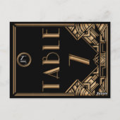 Zwart Goud Art Deco Stijl Tafel Nummer 7 Briefkaart (Achterkant)