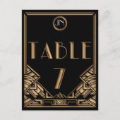 Zwart Goud Art Deco Stijl Tafel Nummer 7 Briefkaart (Voorkant)