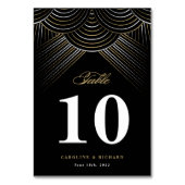 Zwart Goud Art Deco String Lights Tafel Kaart (Voorkant)