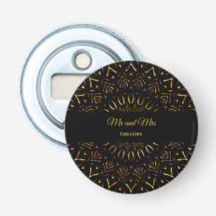 Zwart goud art deco traditionele luxe mandala button flesopener