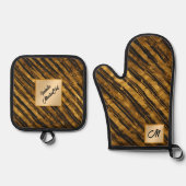 Zwart Goud Art Deco Trendy Collectie Ovenwant & Pannenlap Set (Voorkant)