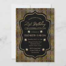 Zwart & Goud Art Deco Vintage Lijst 21e Verjaardag
