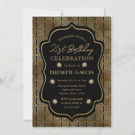 Zwart & Goud Art Deco Vintage Lijst 21e Verjaardag Kaart