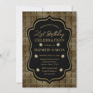 Zwart & Goud Art Deco Vintage Lijst 21e Verjaardag Kaart