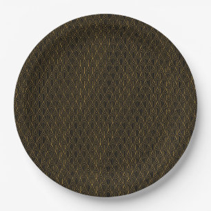 Zwart goud art deco vintage naadloos patroon papieren bordje