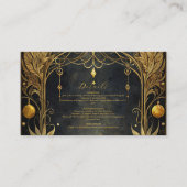 Zwart Goud Art Nouveau Huwelijk Informatiekaartje (Voorkant)