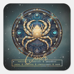 Zwart Goud Astrologie Krab Symbool Sterrenteken Ka Vierkante Sticker