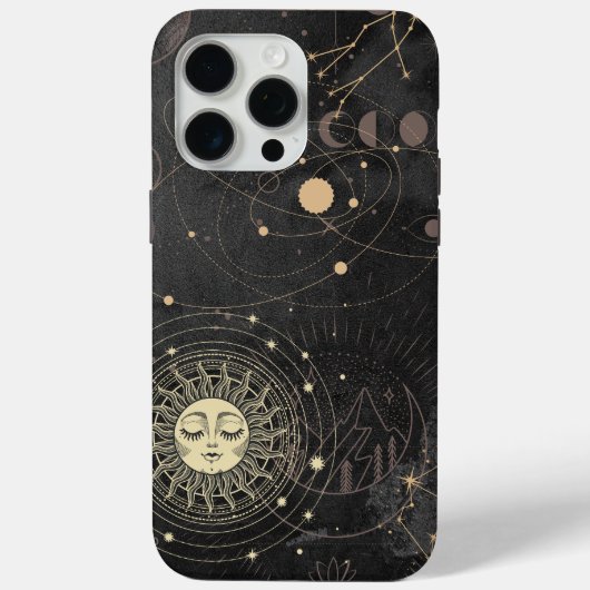 Zwart goud astrologisch patroon Case-Mate iPhone case (Achterkant)