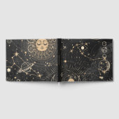 Zwart goud astrologisch patroon gastenboek (Volledig)