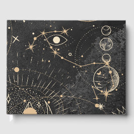 Zwart goud astrologisch patroon gastenboek