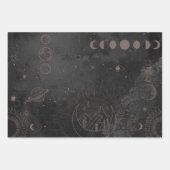 Zwart goud astrologisch patroon inpakpapier vel (Voorkant 3)