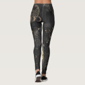 Zwart goud astrologisch patroon leggings (Achterkant)