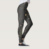Zwart goud astrologisch patroon leggings (Rechts)