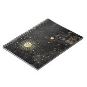 Zwart goud astrologisch patroon notitieboek (Linkerzijde)