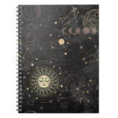 Zwart goud astrologisch patroon notitieboek (Voorkant)