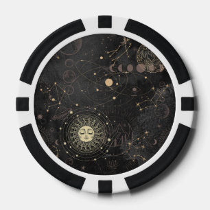 Zwart goud astrologisch patroon poker chips