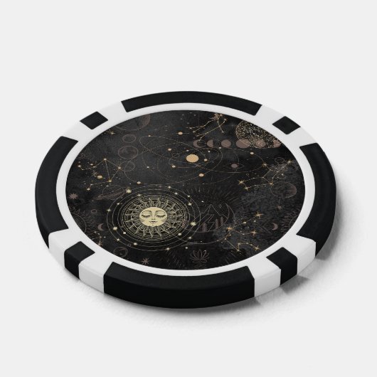 Zwart goud astrologisch patroon poker chips (Enkel)