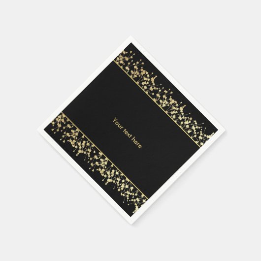 Zwart & Goud Baby's adem bruiloft servetten (Hoek)