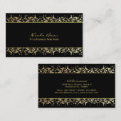 Zwart & Goud Baby's Adem Florale Visitekaart Visitekaartje (Voorkant / Achterkant)