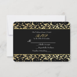 Zwart & Goud Baby's Adem Wedding RSVP kaart