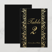 Zwart & Goud Babys Breath Bruiloft Tafel Kaarten (Voorkant / Achterkant)