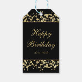 Zwart & Goud Babys Breath Floral Gift Label Cadeaulabel (Voorkant)