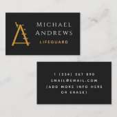 Zwart & Goud Badmeester Hoge Stoel Zwembad Veiligh Visitekaartje (Voorkant / Achterkant)
