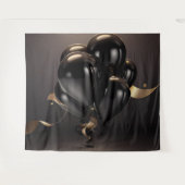 Zwart & Goud Ballonnen Achtergrond Wandkleed (Voorkant (horizontaal))