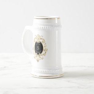 Zwart Goud Barok Groomsman Beer Stein Bierpul